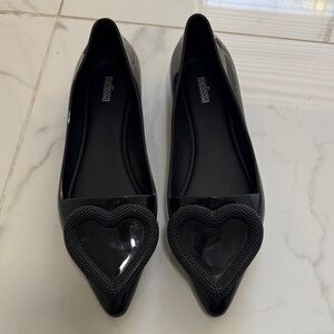 Melissa Women's Black Heart Embellished Flats